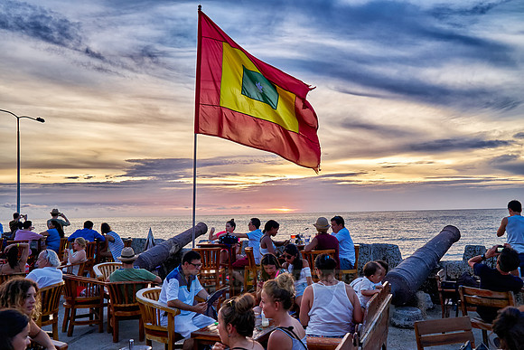 Cartagena flag at sunset
