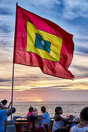 Cartagena flag at sunset