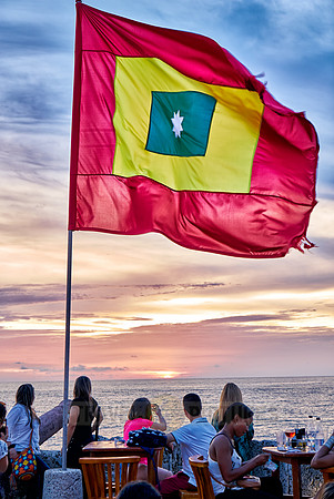 Cartagena flag at sunset