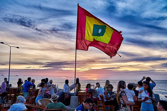 Cartagena flag at sunset