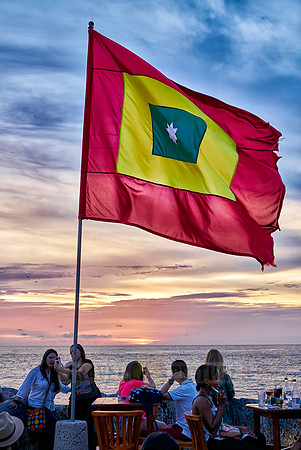 Cartagena flag at sunset