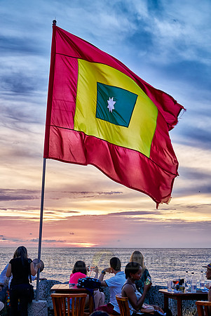 Cartagena flag at sunset