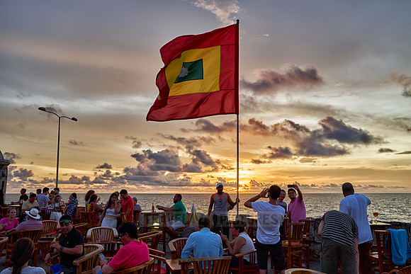 Cartagena flag at sunset