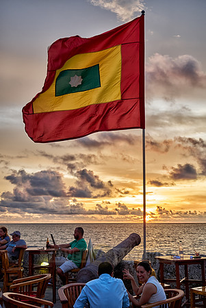 Cartagena flag at sunset