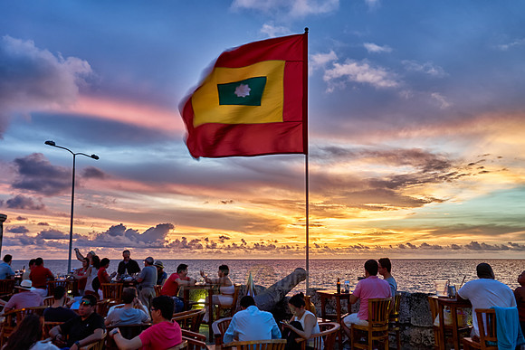 Cartagena flag at sunset