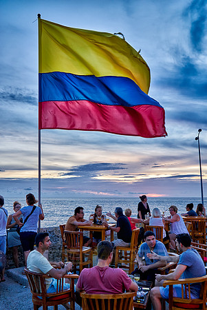Colombian flag at sunset
