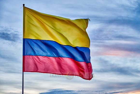 Colombian flag at sunset
