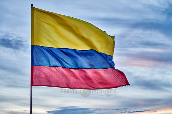 Colombian flag at sunset