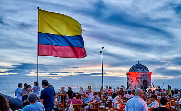 Colombian flag at sunset