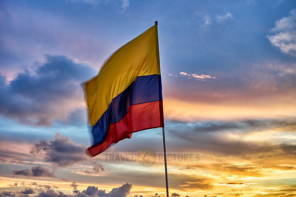 Colombian flag at sunset