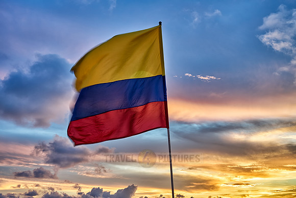 Colombian flag at sunset