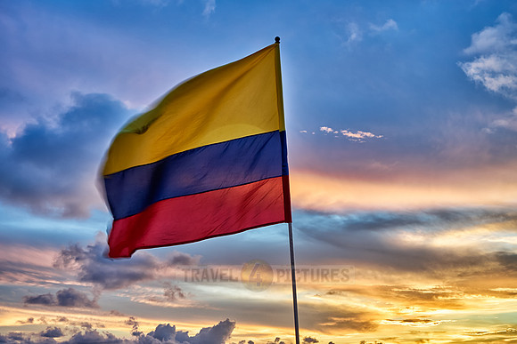 Colombian flag at sunset