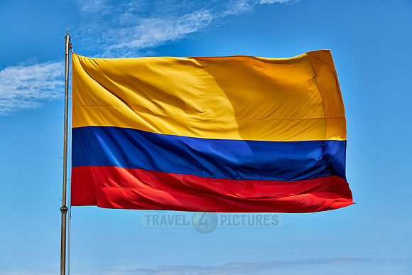colombian flag on blue sky