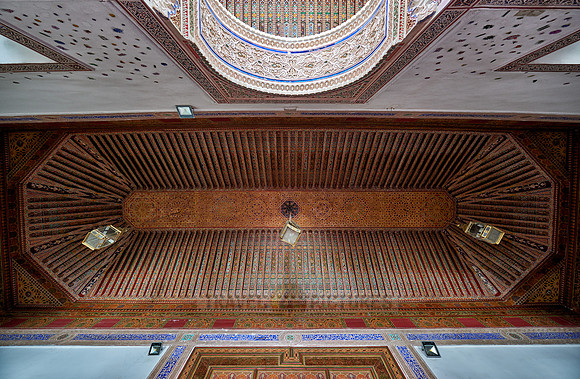 strong decorated ceiling in Bahia Palace
