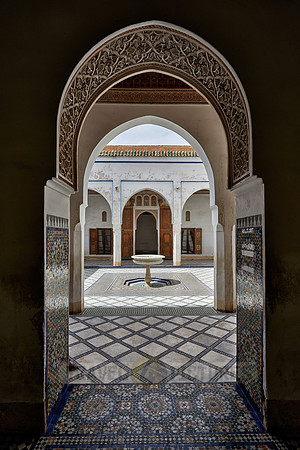 inner courtyard decorated in moorish style of Bahia Palace