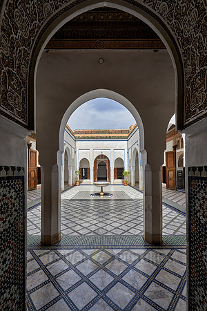 inner courtyard decorated in moorish style of Bahia Palace