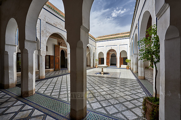 inner courtyard decorated in moorish style of Bahia Palace