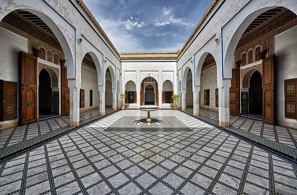 inner courtyard decorated in moorish style of Bahia Palace