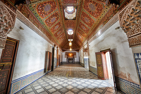 strong decorated ceiling in Bahia Palace