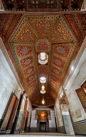 strong decorated ceiling in Bahia Palace