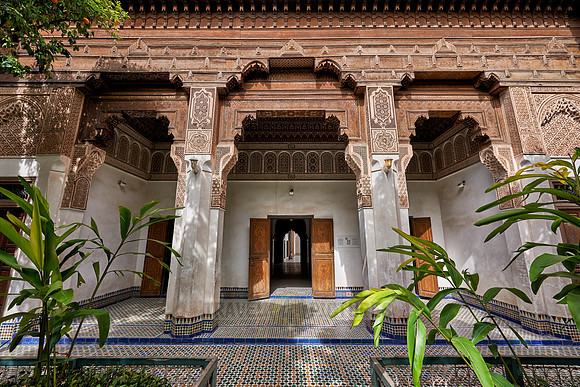 inner courtyard decorated in moorish style of Bahia Palace