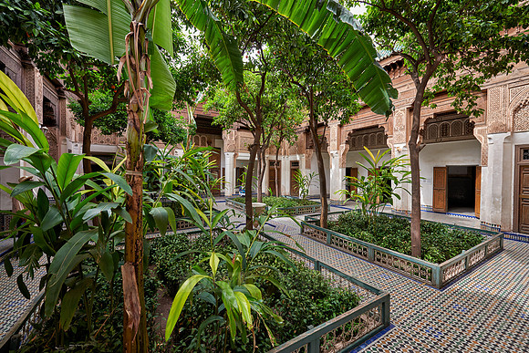 inner courtyard decorated in moorish style of Bahia Palace