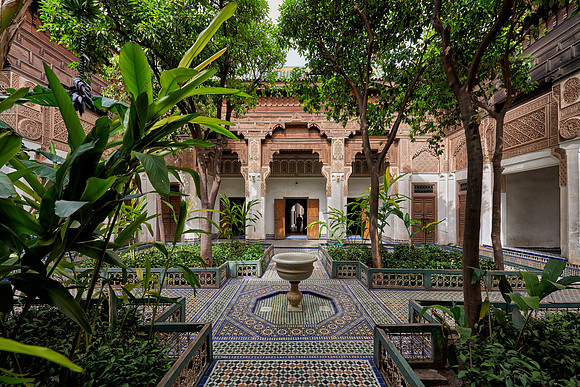 inner courtyard decorated in moorish style of Bahia Palace