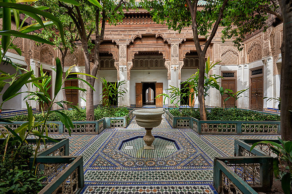 inner courtyard decorated in moorish style of Bahia Palace