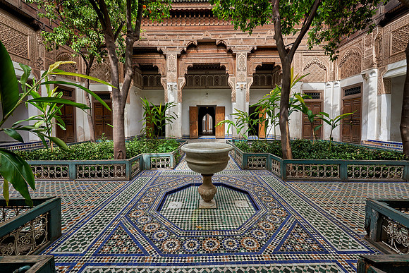 inner courtyard decorated in moorish style of Bahia Palace