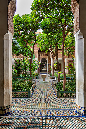 inner courtyard decorated in moorish style of Bahia Palace