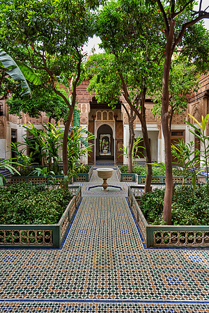 inner courtyard decorated in moorish style of Bahia Palace