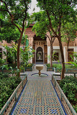 inner courtyard decorated in moorish style of Bahia Palace