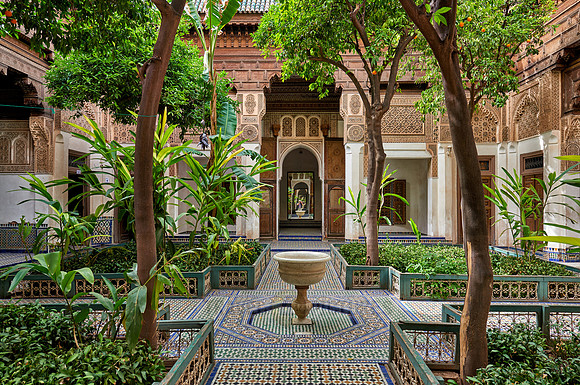 inner courtyard decorated in moorish style of Bahia Palace