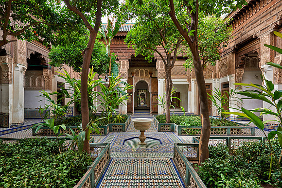 inner courtyard decorated in moorish style of Bahia Palace