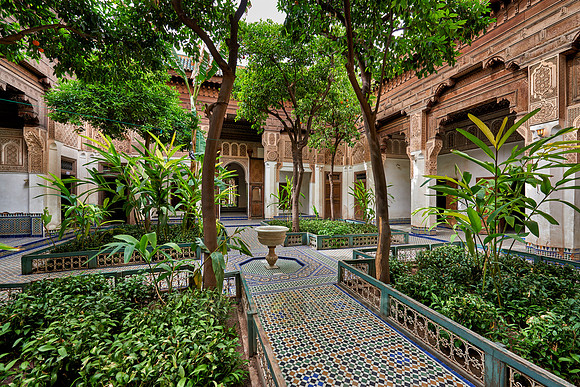 inner courtyard decorated in moorish style of Bahia Palace
