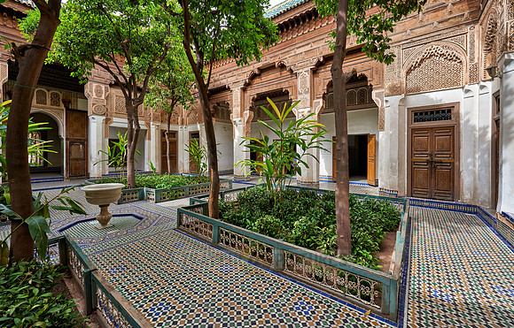 inner courtyard decorated in moorish style of Bahia Palace