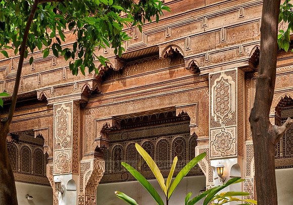 inner courtyard decorated in moorish style of Bahia Palace