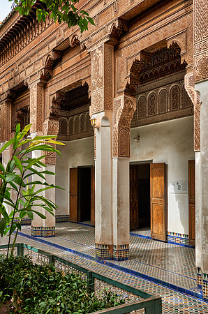 inner courtyard decorated in moorish style of Bahia Palace