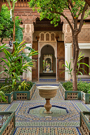 inner courtyard decorated in moorish style of Bahia Palace