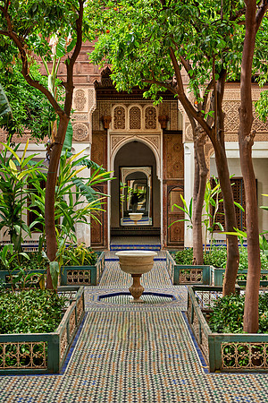 inner courtyard decorated in moorish style of Bahia Palace