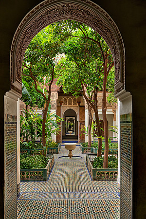 inner courtyard decorated in moorish style of Bahia Palace