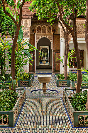 inner courtyard decorated in moorish style of Bahia Palace
