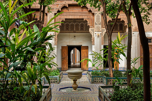 inner courtyard decorated in moorish style of Bahia Palace