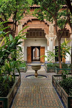 inner courtyard decorated in moorish style of Bahia Palace