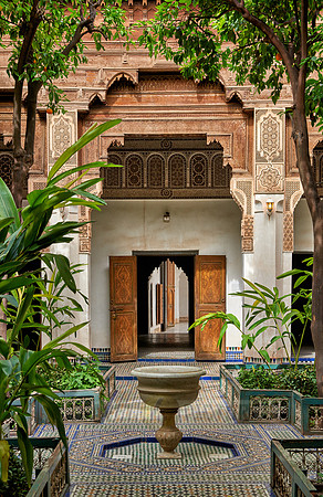inner courtyard decorated in moorish style of Bahia Palace