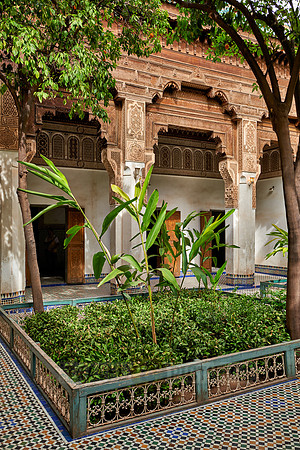 inner courtyard decorated in moorish style of Bahia Palace