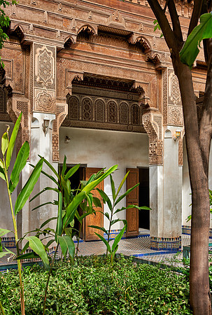 inner courtyard decorated in moorish style of Bahia Palace
