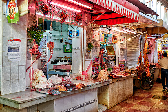 butchery on food market of  Meknes