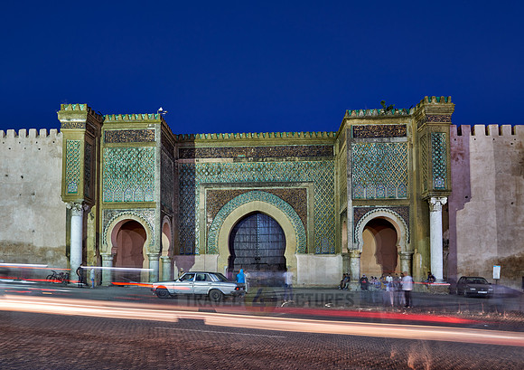 illuminated Bab Mansour gate