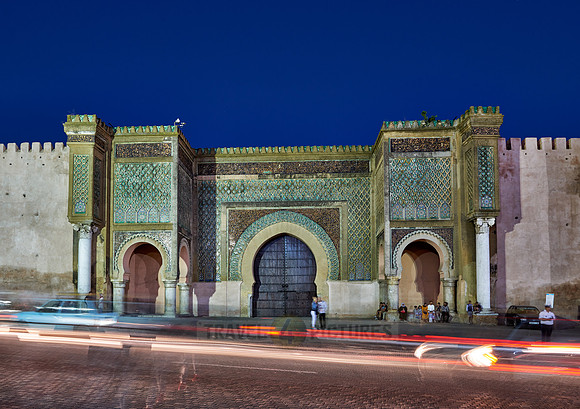 illuminated Bab Mansour gate